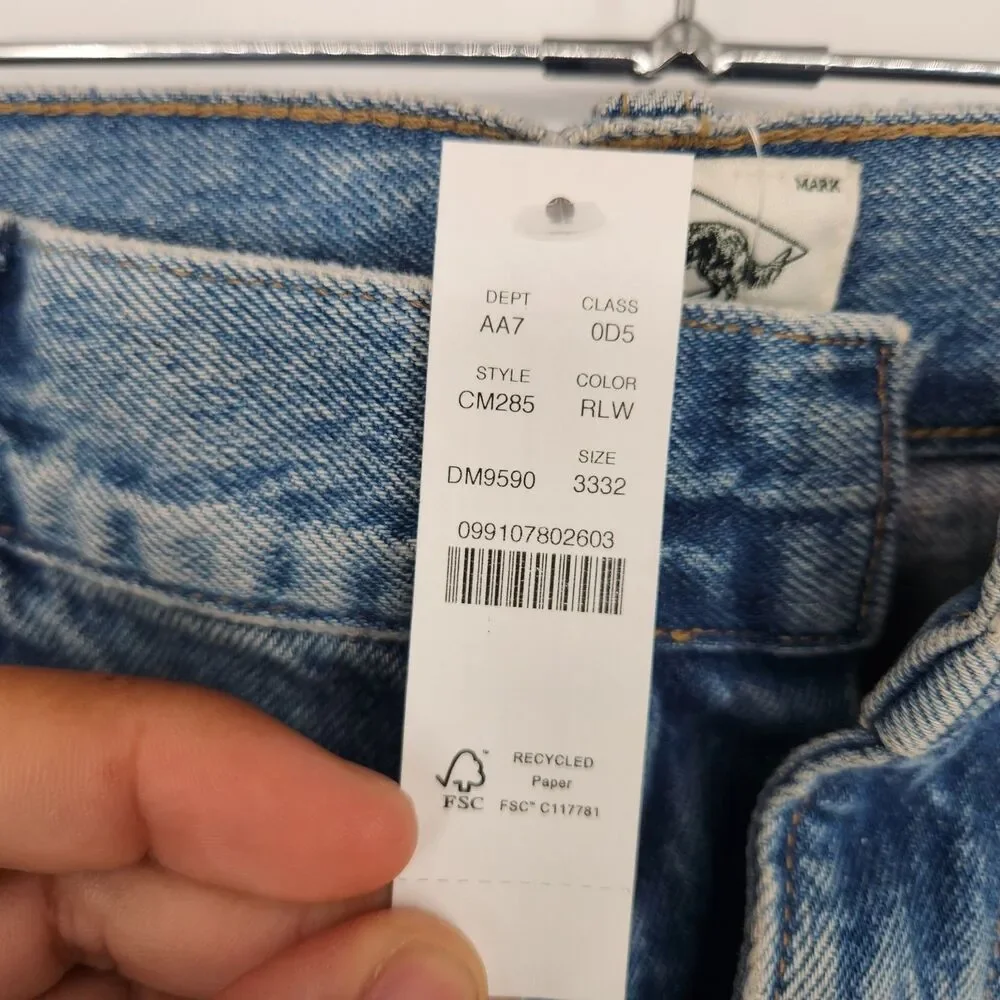 J.Crew 33X32 Rigid Light‎ Wash Classic Straight Jeans NWT